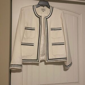 Neiman Marcus White Blazer with Black Accents